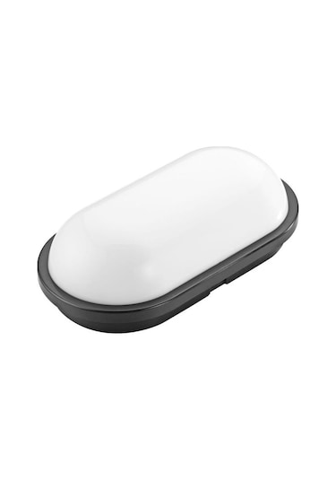 Horoz Aydos 15w Oval Siyah Led Nem Su Geçirmez Banyo Bahçe Modern Tavan Lambası Beyaz Işık Siyah