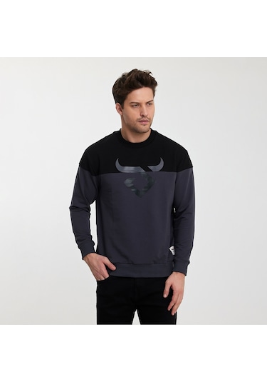 Twobull HELSİNKİ Erkek  Siyah / Füme Sweatshirt