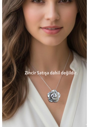 Gül Motifi Gri Renk Sedef Broş Br10-13 Gri