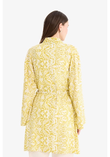 Defacto Relax Fit Bisiklet Yaka Desenli Viskon Kimono E7262ax25smgn734 Yeşil