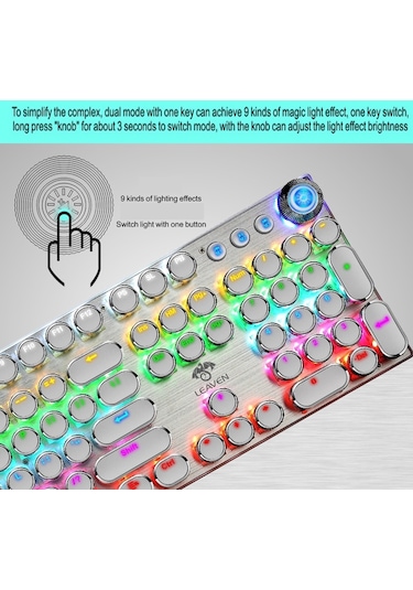 Leaven K990 104 Tuşlu Yeşil Switch Kablolu Mekanik Klavye