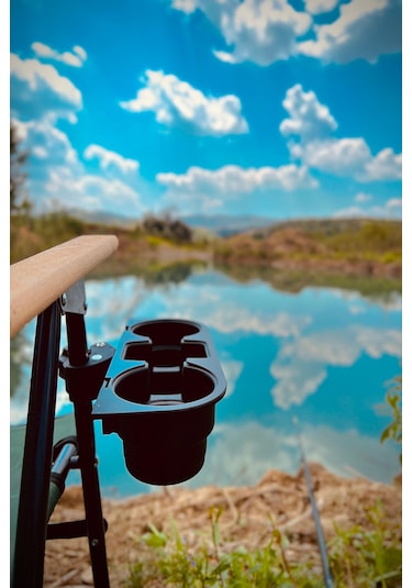 Bardak Tutucu. Bardaklık. Kamp Sandalyesi Aparatı. Siyah Renk Siyah