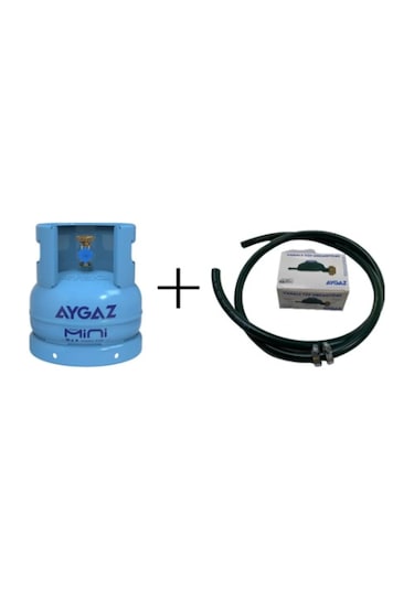 Aygaz Mini Karavan Tüpü + Vanalı Dedantör + 1.5 Metre Hortum 2 Mavi