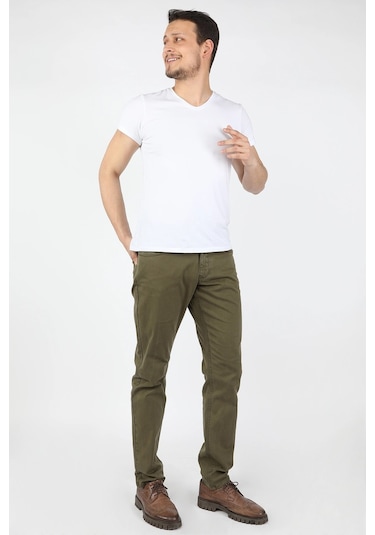 Erkek 5 Cep Gabardin Pantolon Yeşil