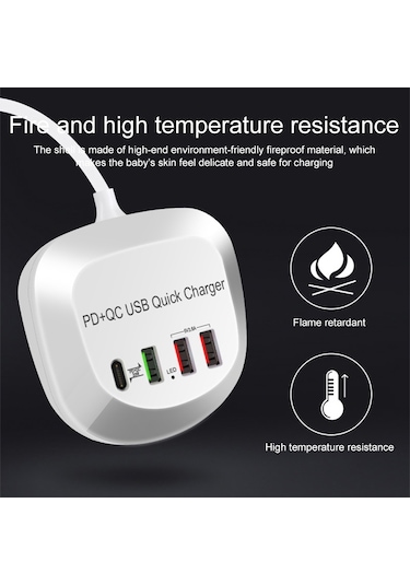Wlx-t3p 4'ü 1 Arada Pd Qc Çok Fonksiyonlu Akıllı Hızlı Şarj Usb Şarj Cihazı Ab Fiş