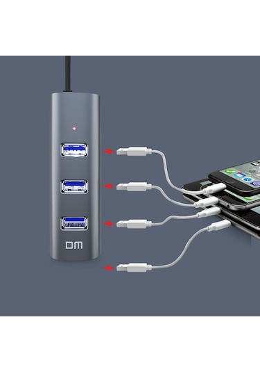 DM CHB009 USB 3.0 4 Portlu Alüminyum Hub Çoklayıcı