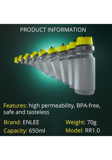 Enlee Rr10 Fda Sertifikalı Bpa Içermeyen Kamp Bisiklet Fitness Spor Salonu Sızdırmaz Kapaklı Bisiklet Su Şişesi - Siyah
