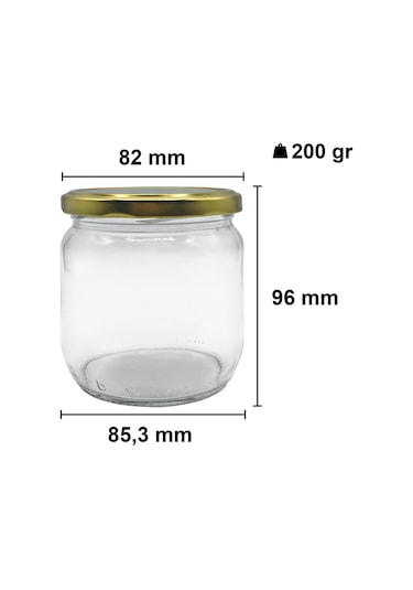 Afracam Metal Kapaklı Şeffaf Cam Kavanoz 10 Adet Siyah 425 ML
