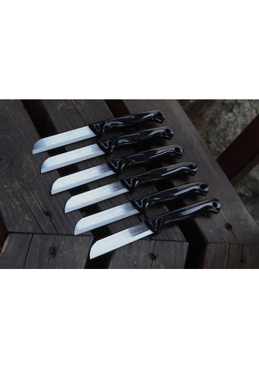 Solingen Simli Tırtıklı Sebze Meyve Bıçağı 6 Adet Karışık Renk