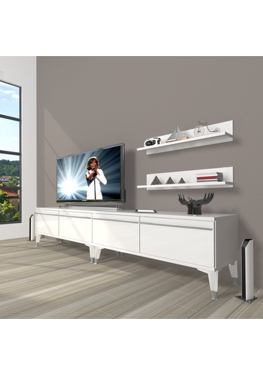 Decoraktiv Eko 220t Mdf Silver Tv Ünitesi Tv Sehpası Beyaz - Antrasit