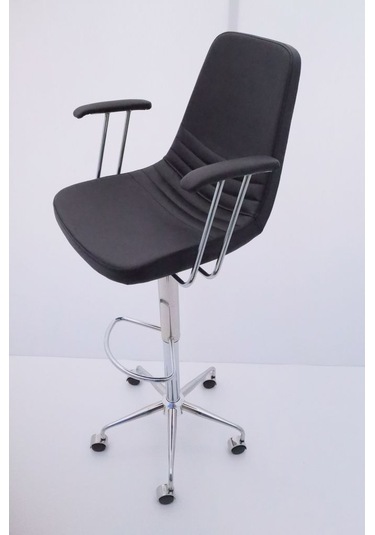 Rose Siyah Deri Tekerlekli Yüksek Bar Sandalyesi Çok Renkli