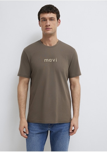 Mavi - Mavi Logo Baskılı Kahverengi Tişört 0612732-83866 Kahverengi