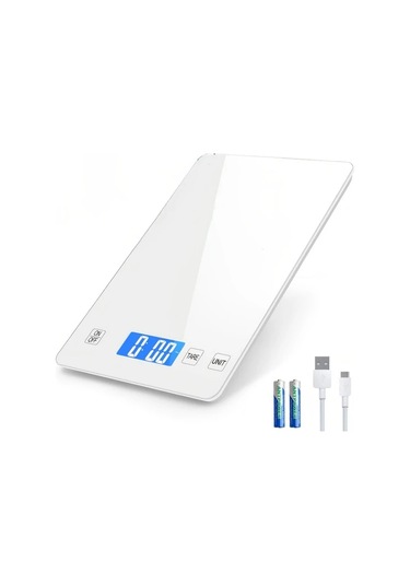 Dashanshop Dijital Mutfak Terazisi 15kg 1g Beyaz Usb Şarjlı Meyve Sebze Tartısı -