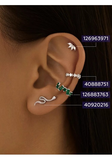 Miestilo Klipssiz Yılan Klipsli 925 Ayar Gümüş Küpeler 40920216 beyaz