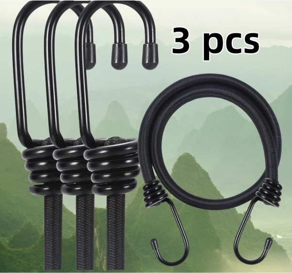 Elmpaly Ağır Hizmet Tipi 3'lü Askılı Elastik Bağlama Kayışı - Çadır, Bisiklet, Bagaj Bağı