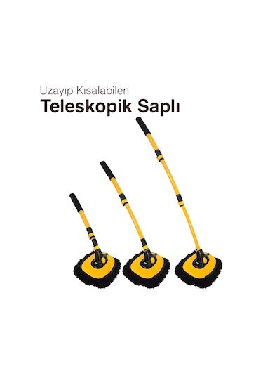 Ezere Ls-426 Teleskopik Araç Temizleme Fırçası Oto Yıkama Paspas Siyah.Sari