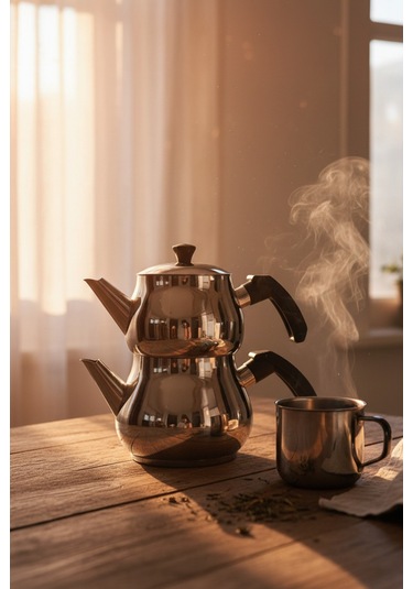 Yunusoğlu Home Antonio Midi Boy Siyah Çaydanlık Takımı Gri