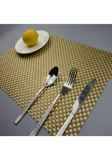 4 Adet/grup Lüks Örgü Akşam Yemeği Placemats Pvc Yer Masa Paspasları En Iyi Altın Gümüş Sofra Yemek Takımı Mutfak Masa Pedleri Araçları Gümüş