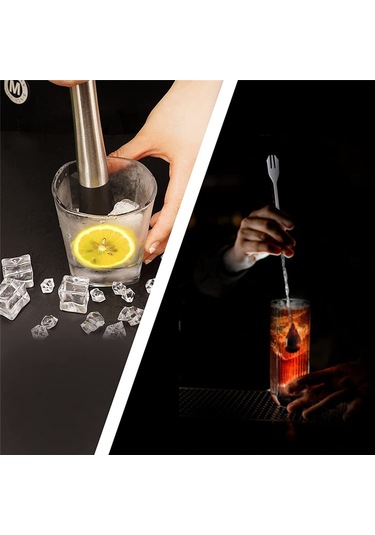 Lezzetli Mojitolar Yapmak İçin 2 Karıştırma Kaşığıyla Kokteyl Ezici Gümüş