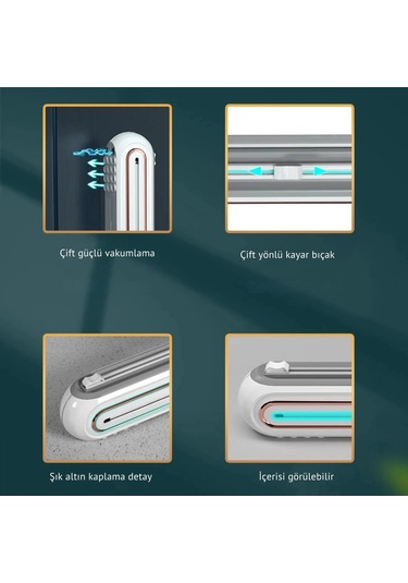 Shopytech Mıknatıslı Streç Film Folyo Yağlı Kağıt Dispenseri Çift Yönlü Bıçaklı 30 Cm Rulo Kesici Beyaz