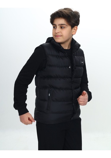 Toontoy Erkek Çocuk Göğsü Armalı Şişme Yelek Siyah