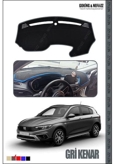 Fiat Ega Cross Torpido Koruma Halısı Yeni Tasarım Araca Özel Üretim Gri