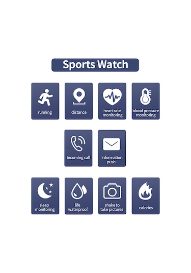 Tenfowee 1.3" Akıllı Spor Saat Su Geçirmez Usb Şarjlı