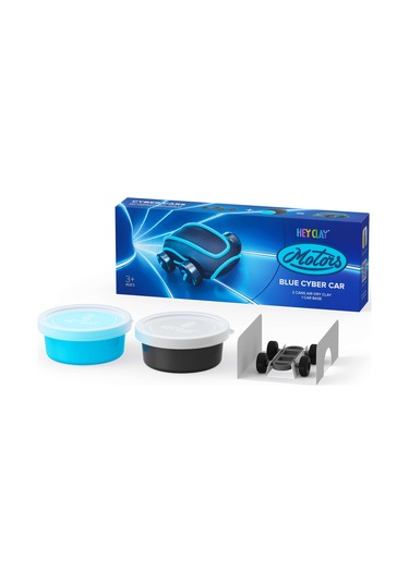 Hey Clay Hava İle Kuruyan Kil 2'li Kutu - Mavi Siber Araba renkli