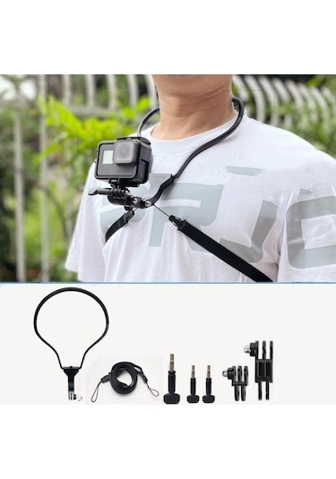 Rogfer Tuyu Kamera Boyun Tutucu Cep Telefonu Video Çekimi İçin Sandık Kupası Montaj // Pov, Boyut:standart Siyah - Diğer