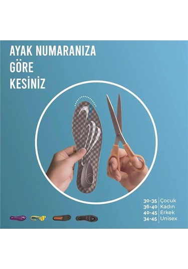 Blue Gel Darbe Emici, Topuk Destekli Masaj Yapan Erkek Spor Ayakkabı Tabanlığı 199-mm