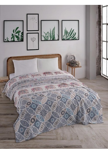 Tek Kişilik Baskılı Pike Koltuk Örtüsü Breeze 180x230 Cm Cappuccino