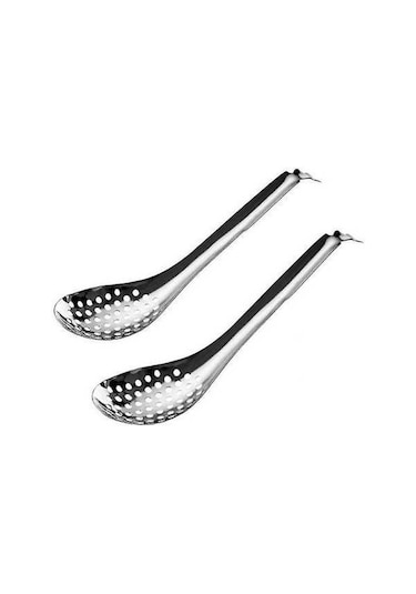 Fastbuy Küresel Kaşık 2'li Paslanmaz Çelik Moleküler İzlenebilir Gümüş Kaşık