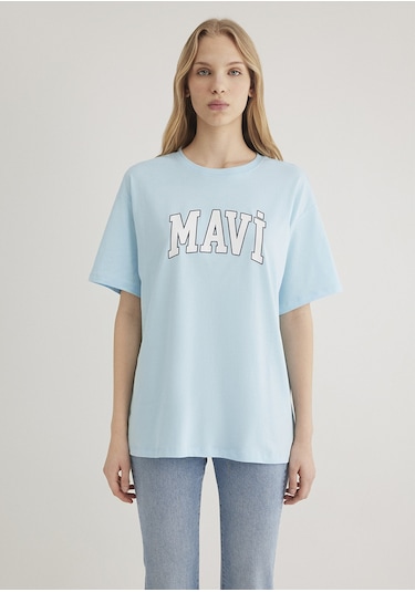 Mavi - Mavi Logo Baskılı Mavi Tişört 1600843-70806 Mavi