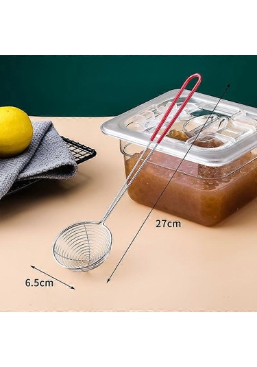Paslanmaz Çelik Süzgeç Mutfak Aleti Paslanmaz Çelik Sıcak Tencere Süzgeci Paslanmaz Çelik Tel Kepçe Kaşık 1 Adet, Çok Renkli
