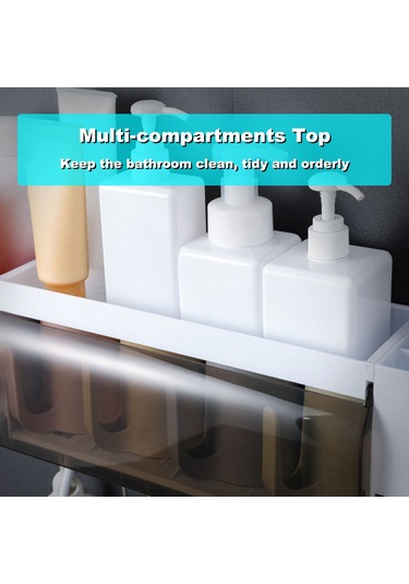 Geeksen "çok Amaçlı Duvar Askılı Diş Fırçası Ve Macun Sıkacağı - Banyo Organizer, Yer Tasarruflu Havlu Bardak Askısı" Diğer