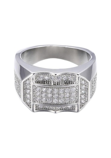 Beyaz Altın Sace Gems Lüks Bakır Alaşım Zirkon Düğün Nişan Yüzüğü Erkekler Takı Hediye 10 Çok Renkli