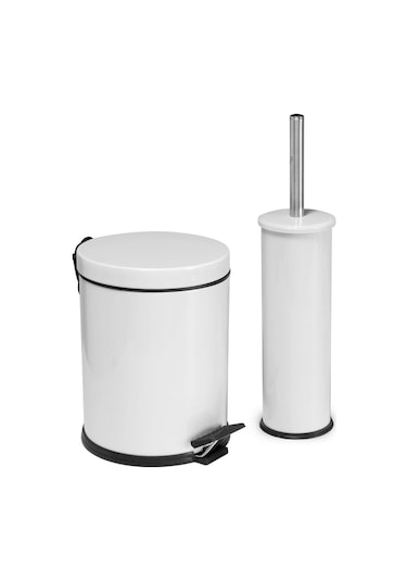 Foreca 2 Li Çöp Kovası Banyo Seti Beyaz
