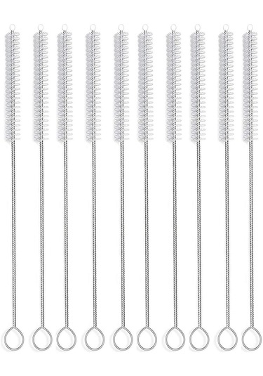 Cc Ggball Uzun Saman Fırçası, Naylon Boru Boru Temizleyici 10-ıhch X 2/5-ınç, 10'lu Set, Şeffaf Beyaz, Paslanmaz Çelikten Yapılmış