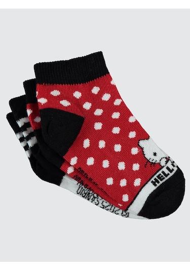 Hello Kitty Kız Çocuk 2'li Patik Çorap 2-12 Yaş Siyah Siyah