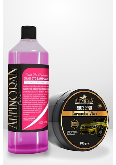 Altınoran Profesyonel Yıkama Ve 9h Seramik Koruma Seti Cilalı Şampuan 1l + Sio3 Pro Seramik Wax 200gr