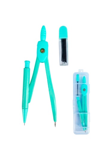 0,7 Uçlu Metal Pergel Seti Basmalı Uç Sistemi Kutulu - Yeşil