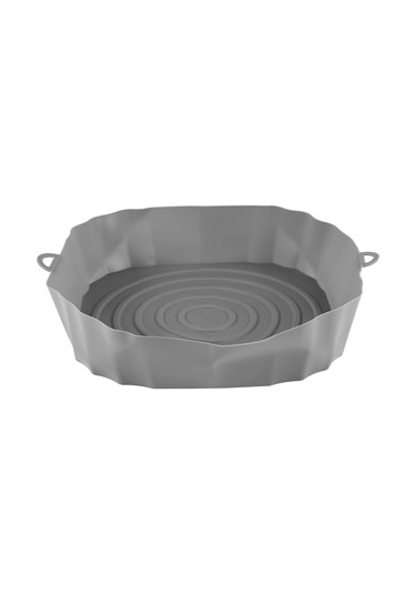 Xurunkeji 20cm Hava Fritözleri Fırın Pişirme Tepsisi Kızarmış Tavuk Sepet Matı Hava Fritöz Silikon Tencere Yuvarlak Yedek Izgara Tavası Gri Gri