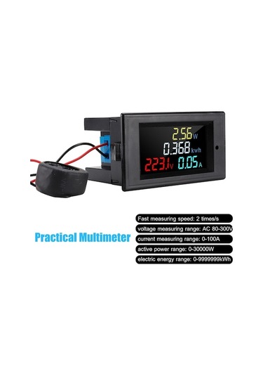 Besthome1 80-300v Ac Renkli Lcd Ekranlı Dijital Voltmetre Ampermetre, 100a Ct Trafosu İle Güç Ve Enerji Ölçümü