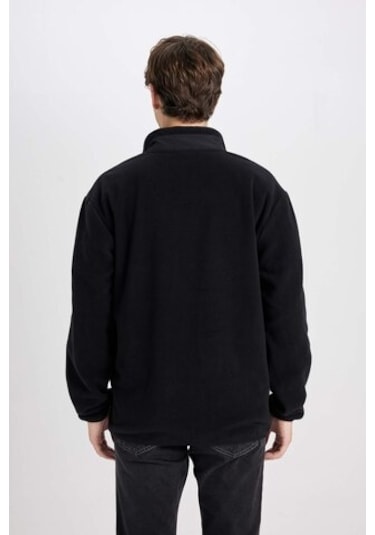 DeFacto Regular Fit Dik Yaka Fermuarlı Cepli Polar Hırka A6892AX24WNBK81 Siyah