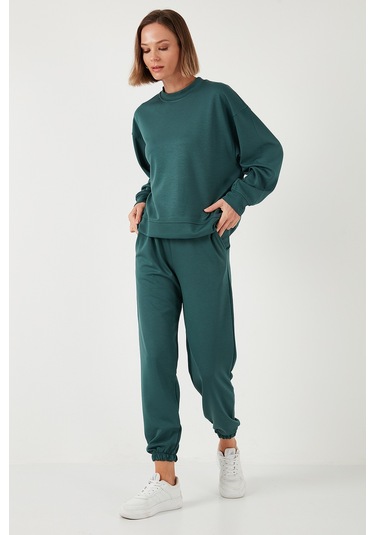 Lela Streç Bisiklet Yaka Oversize Fit Scuba Bayan Sweat 5865879 Nefti