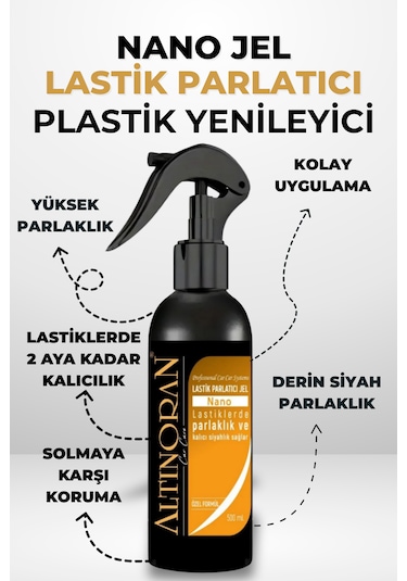 Altınoran Nano Lastik Parlatıcı Ve Plastik Yenileyici 500 Ml - Derin Siyah Islak Görünüm, Su Ve Kir İtici Koruma 1 Adet