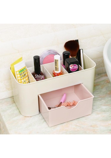 Kozmetik Ve Mücevher İçin Büyük Plastik Masaüstü Çekmece Düzenleyici Mavi