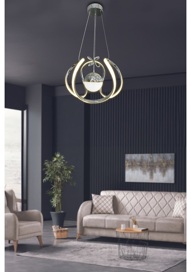 Arya Tek Toplu Led Avize 2 Mt - - Kumandalı / Krom Krom