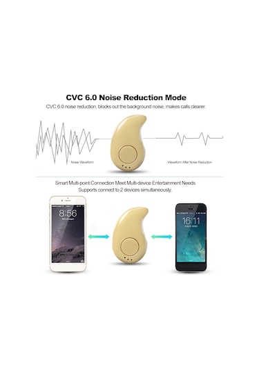 Mufunye S530 Mini İki Nesil Bluetooth 4.1 Kulaklık - Mikrofonlu Ellerden Çıkar, 3 Lü, Sarı, 10m Menzil, Hafif Ve Konforlu S530