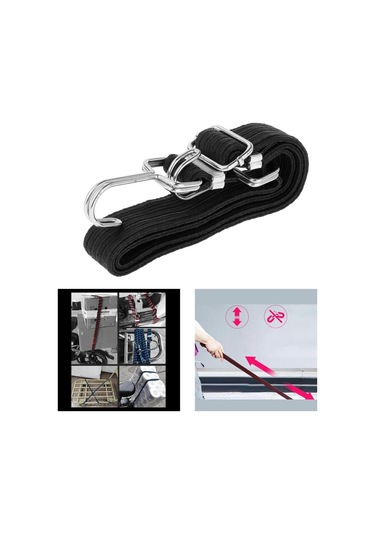 Homyl Ağır Hizmet Tipi Elastik Bungee Cord Kancalı Siyah-2m Siyah 2m Siyah